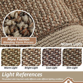 BEQHAUSE durable edge stitching on taupe rug enhances wear