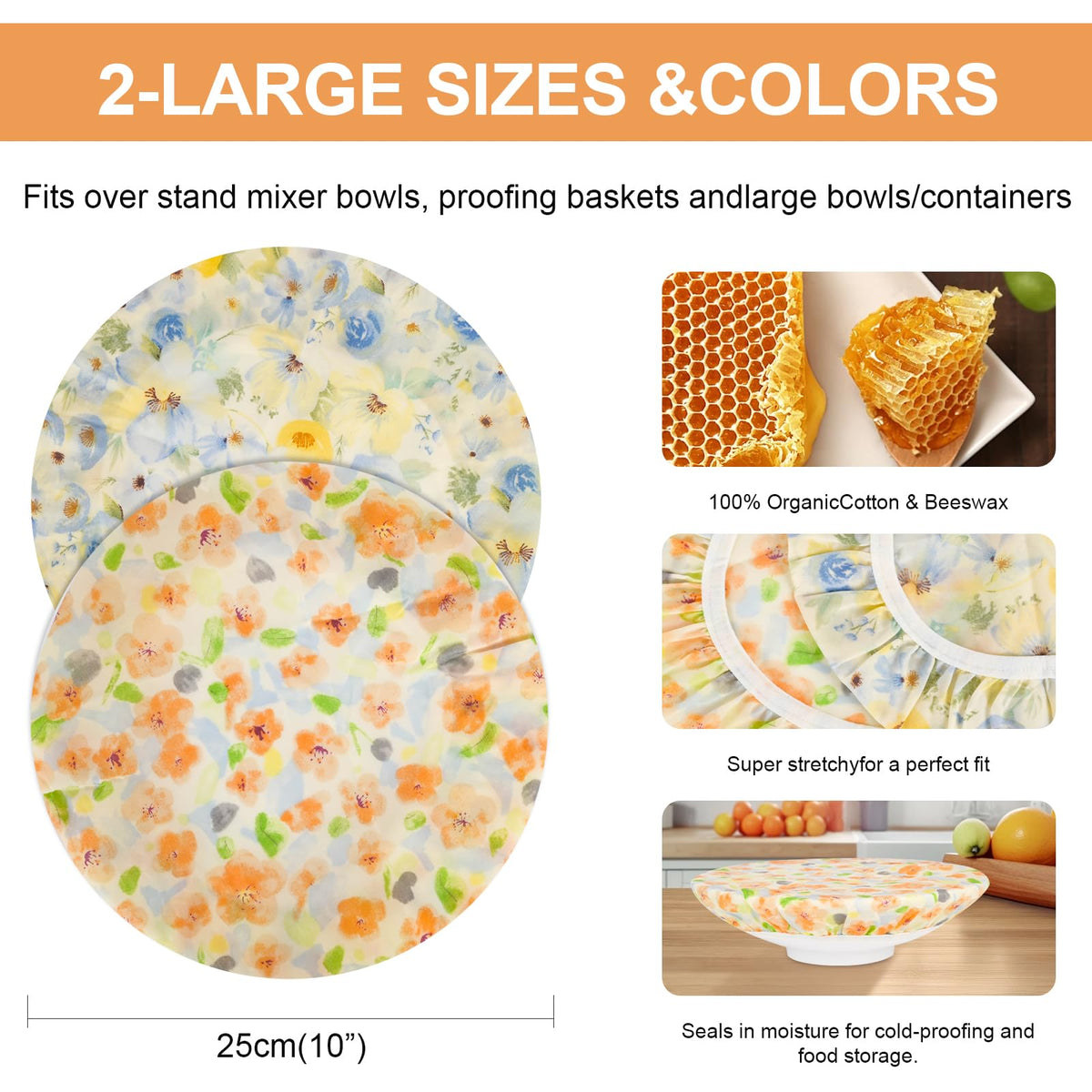BERBAM cotton beeswax bowl cover for dough-proofing keeps food fresh naturally