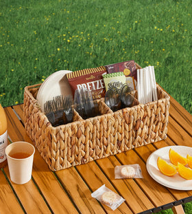 Berdeng Utensil Caddy on party table with organized silverware