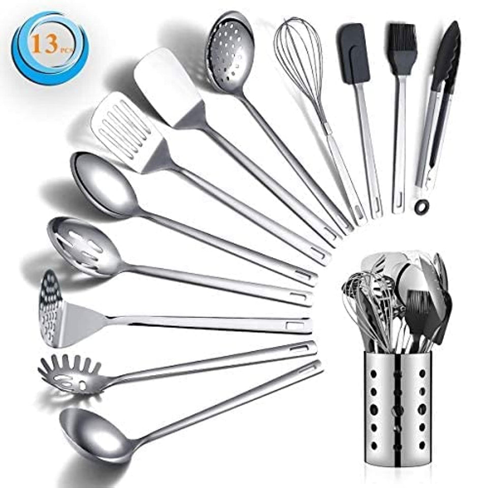 Berglander 13-piece utensils set provides complete tools for daily cooking and easy storage.
