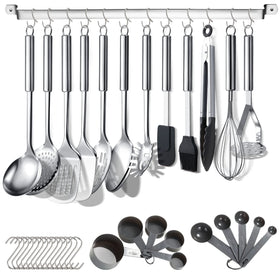 Berglander 38-piece utensil set displayed with rack and tools for organized cooking