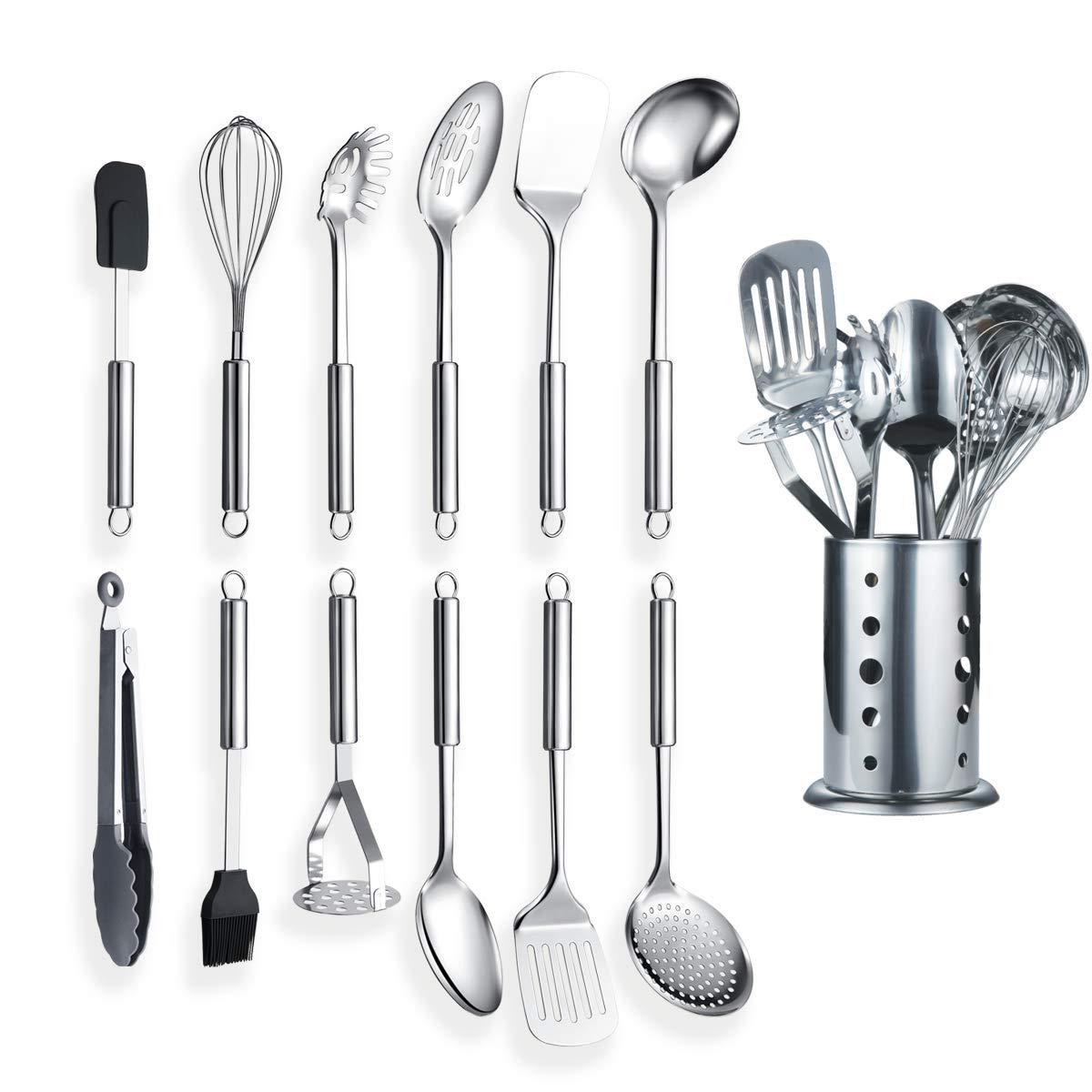 Berglander 13-piece utensil set ladle with mirror finish for chef-style serving.