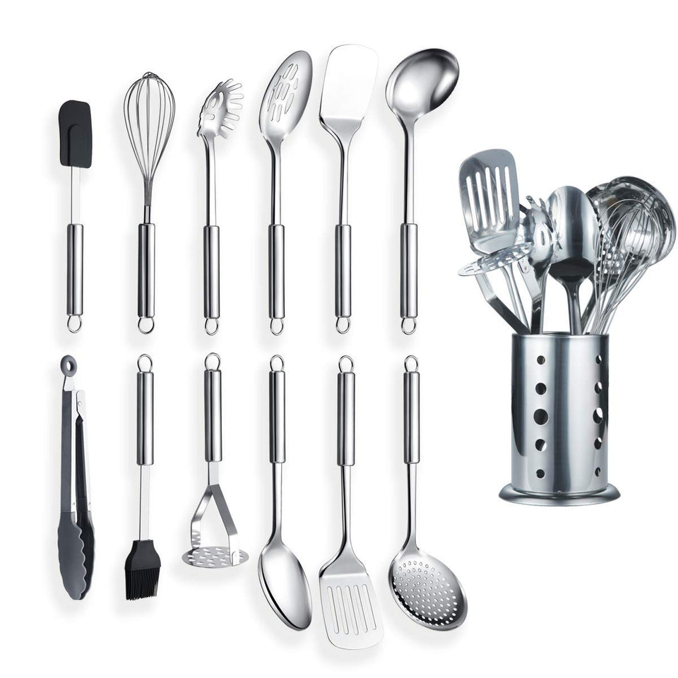 Berglander 13-piece utensil set ladle with mirror finish for chef-style serving.