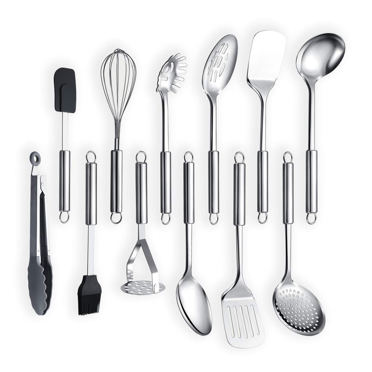 Berglander ladle with balanced stainless steel handle for precise soup serving.