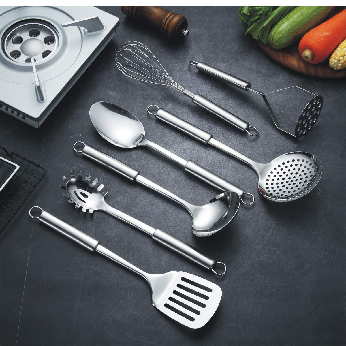 Berglander 8-piece slotted turner for flipping and draining