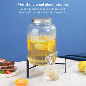 Berglander pink glass beverage dispenser adds stylish color to any table