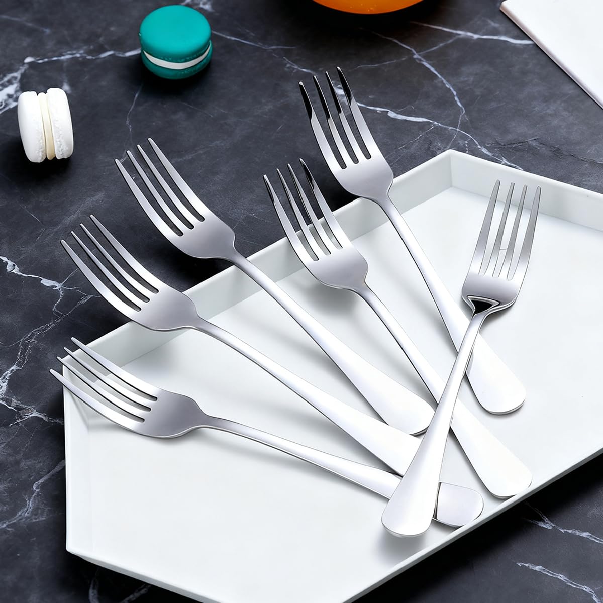 Berglander easy-clean polished finish forks after a quick dishwasher cycle.