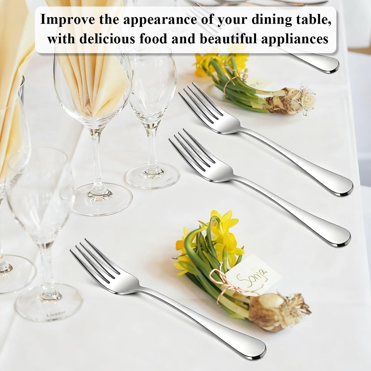 Berglander elegant flatware used at a catered event in a formal setting.