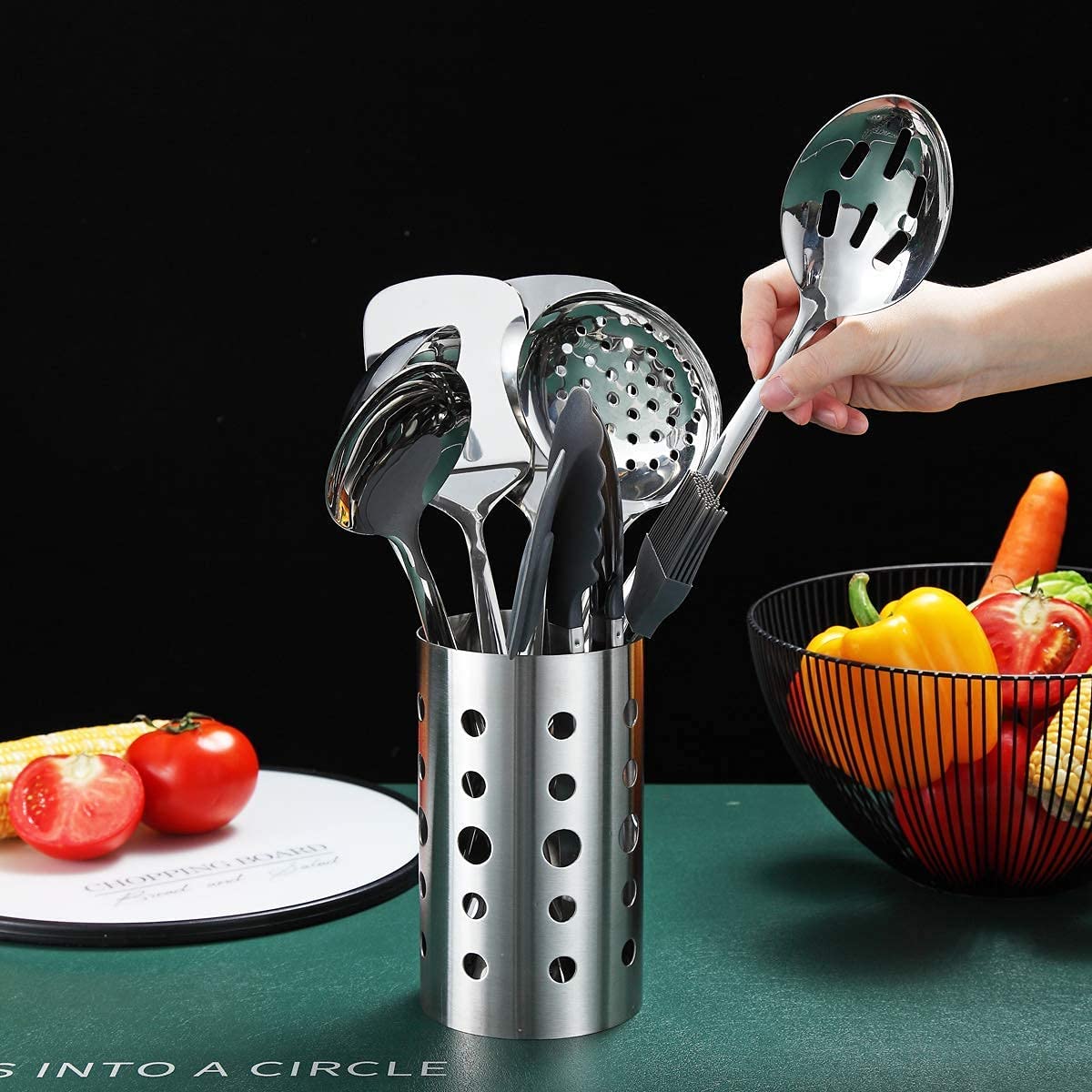 Berglander stainless steel tools with sturdy ends resist bending during busy cooking.