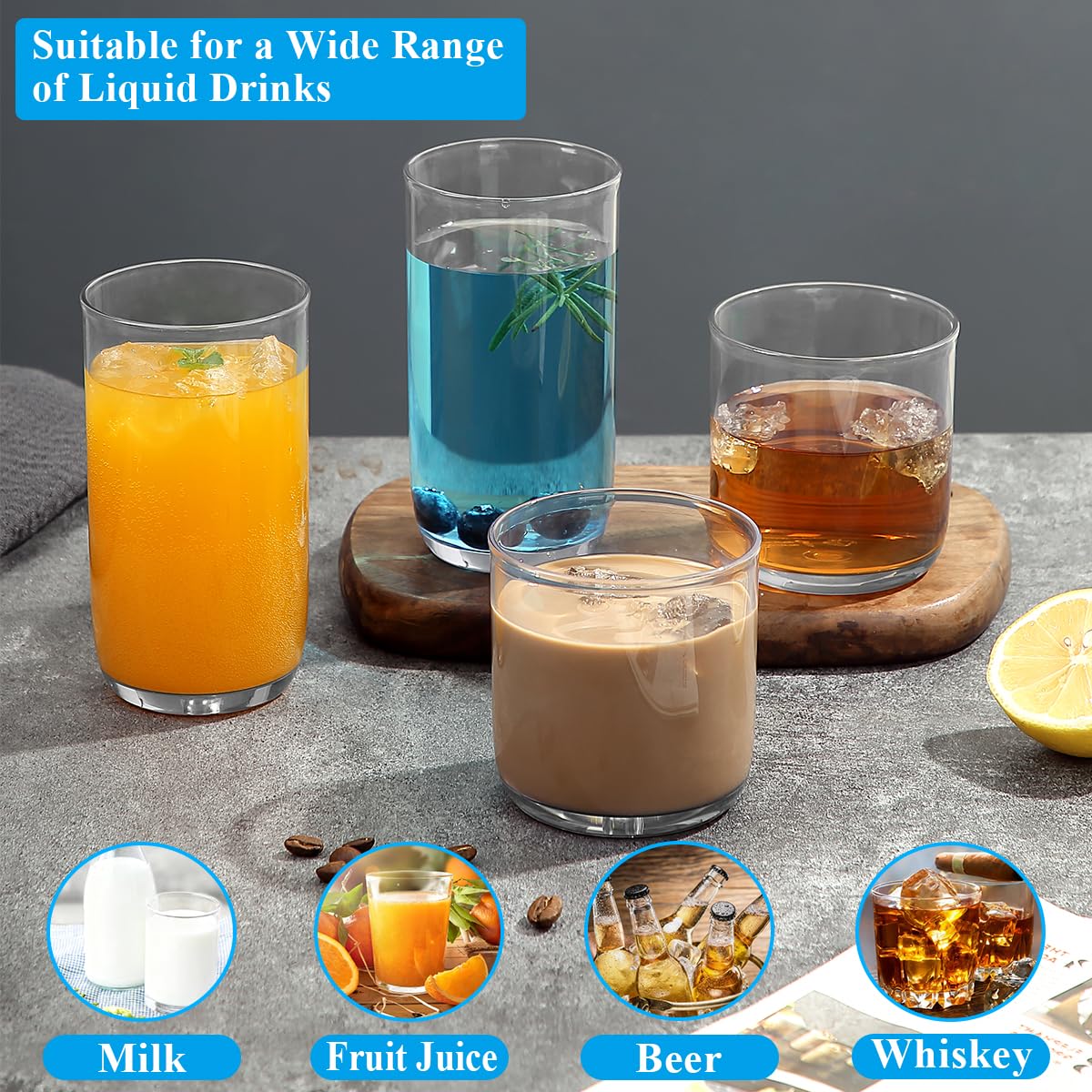 Berglander glasses suitable for water, juice, milk and beer