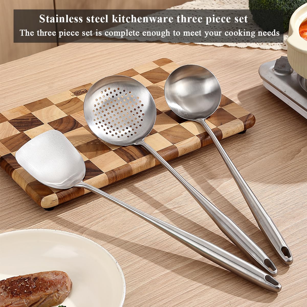 Berglander wok spatula set skimmer helps lift fried foods cleanly