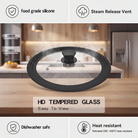 BERHT universal lid 10-5 inch diameter fits multiple pans with heat-resistant seal