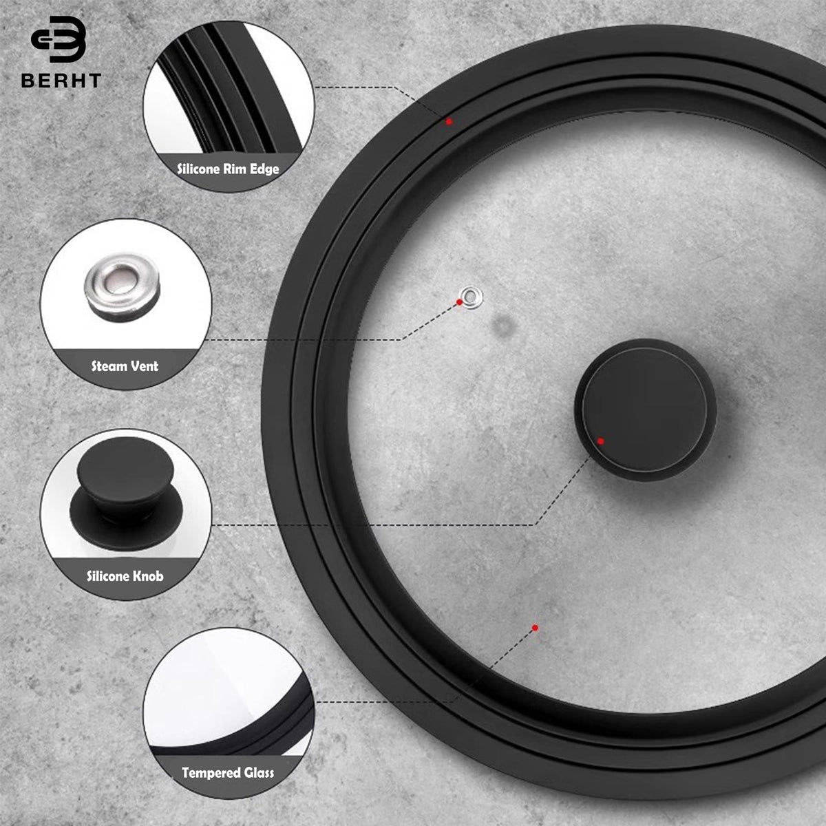 BERHT universal lid on skillet demonstrates versatile compatibility across cookware