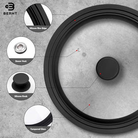 BERHT universal lid on skillet demonstrates versatile compatibility across cookware