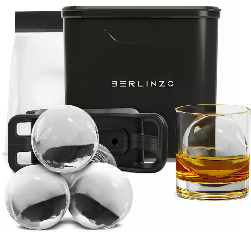 Berlinzo clear ice ball mold creates pristine 2.4-inch spheres for elegant drinks.