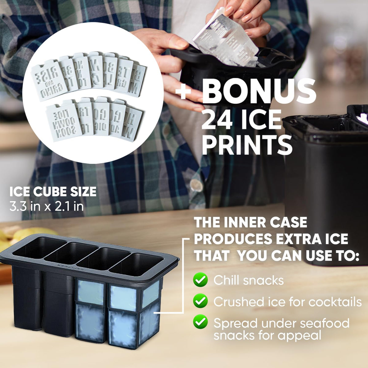 Berlinzo flexible mold releases cubes without cracking.