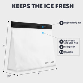 BERLINZO freezer-safe leakproof ice bag demonstrating spill-free storage.