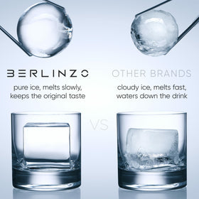 BERLINZO ice ball 2-4 inch mold delivers slow-melting spheres for whiskey