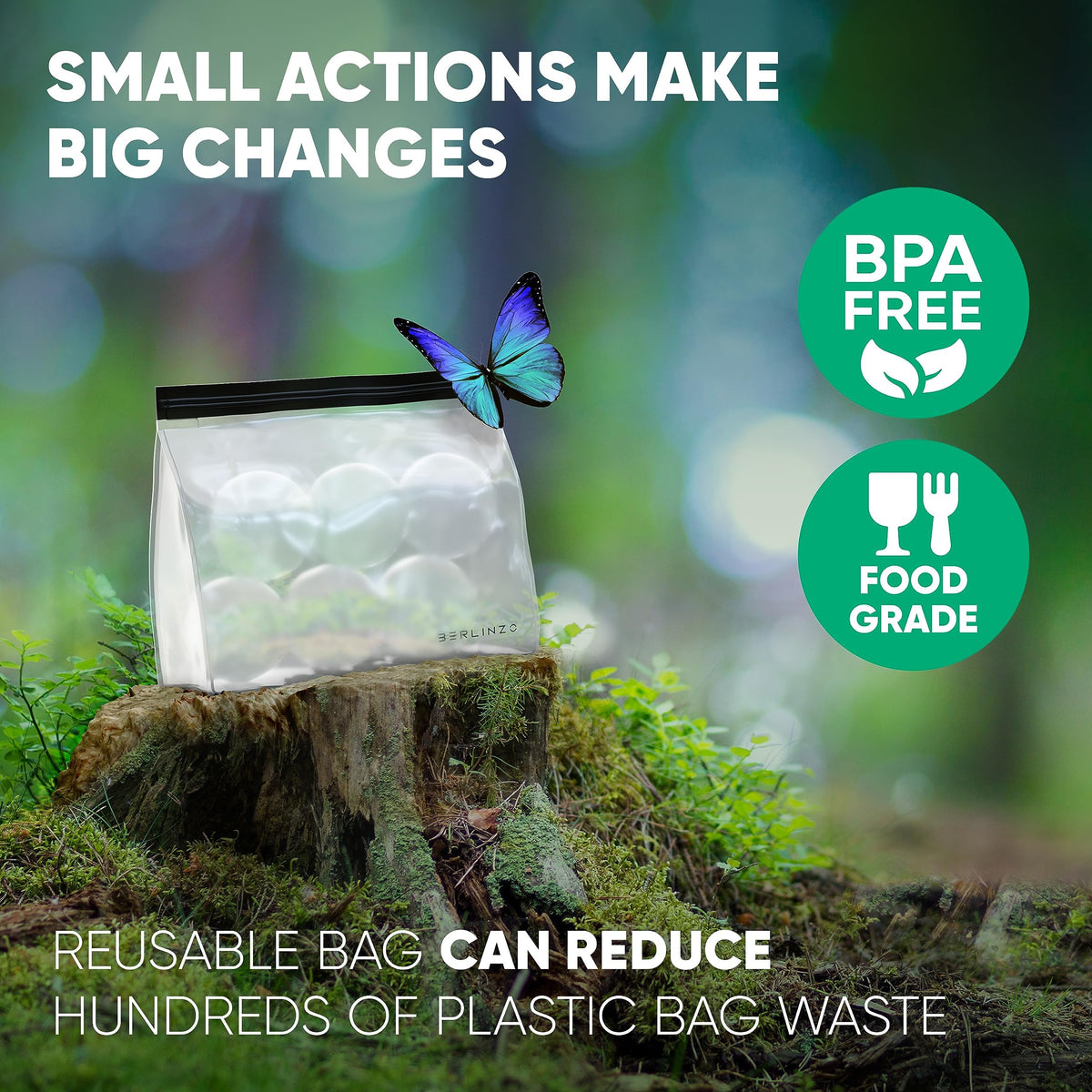 BERLINZO plastic-free silicone-free ice bag design supports eco-friendly storage.
