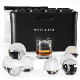 Berlinzo premium clear ice ball mold eight 2.4 inch spheres for whiskey.