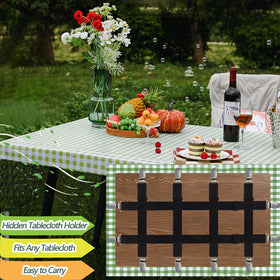 Bertork clips tested against wind to keep tablecloth taut and tidy.