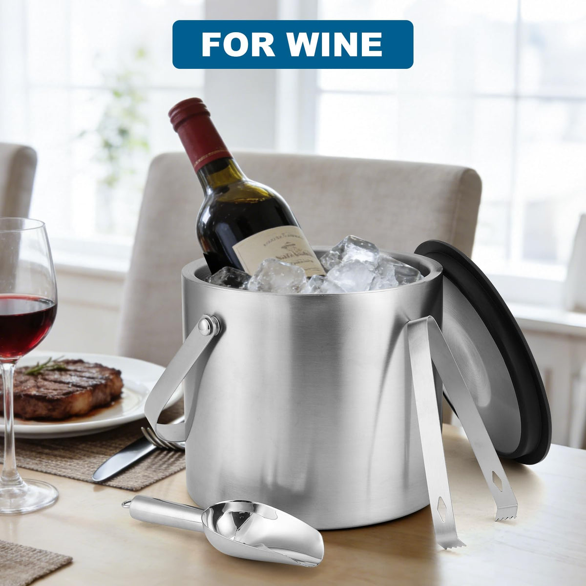 Berverra ice bucket lid and scoop for easy serving at gatherings.