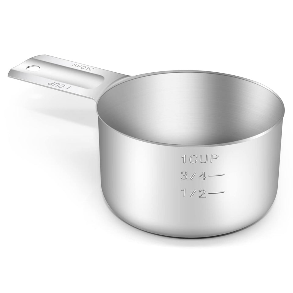 BERYLER 1Cup measuring cup in stainless steel for quick, accurate pours.