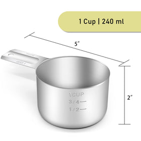 BERYLER stainless steel measuring cup with engraved metric and US markings for accuracy.