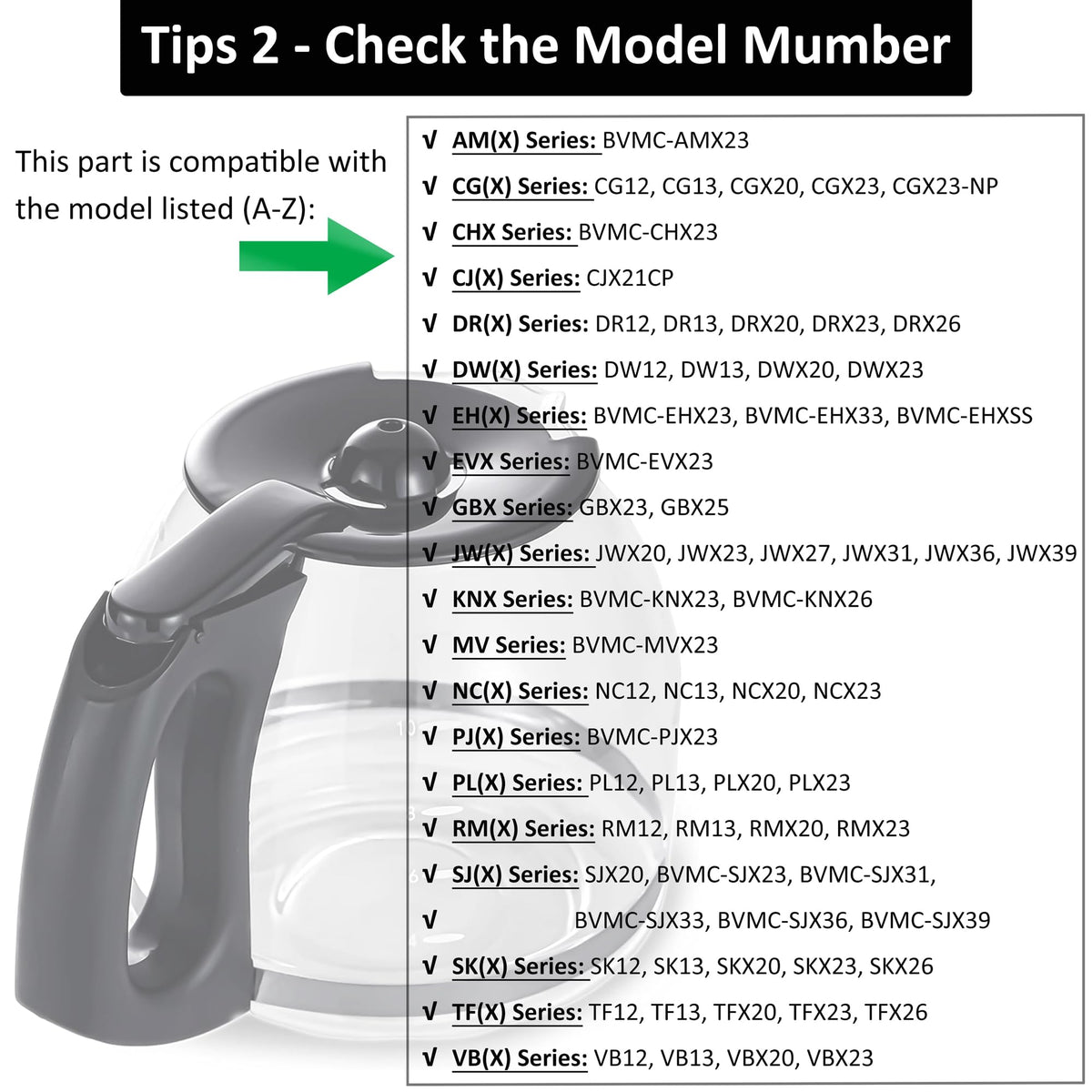 BESBARISTA glass carafe with fill marks for quick reference.