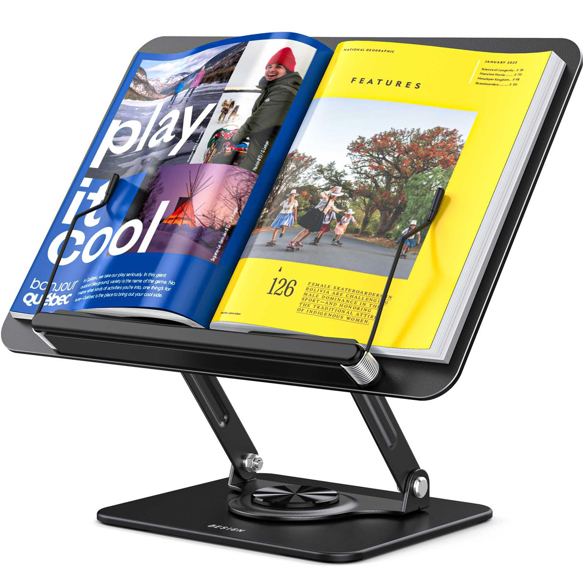 Besign BS02 book stand folded for compact storage and travel-friendly setup.