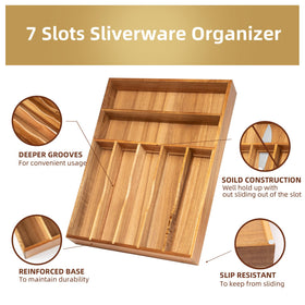 Besilord acacia wood cutlery drawer divider crafted for durability and timeless natural grain.