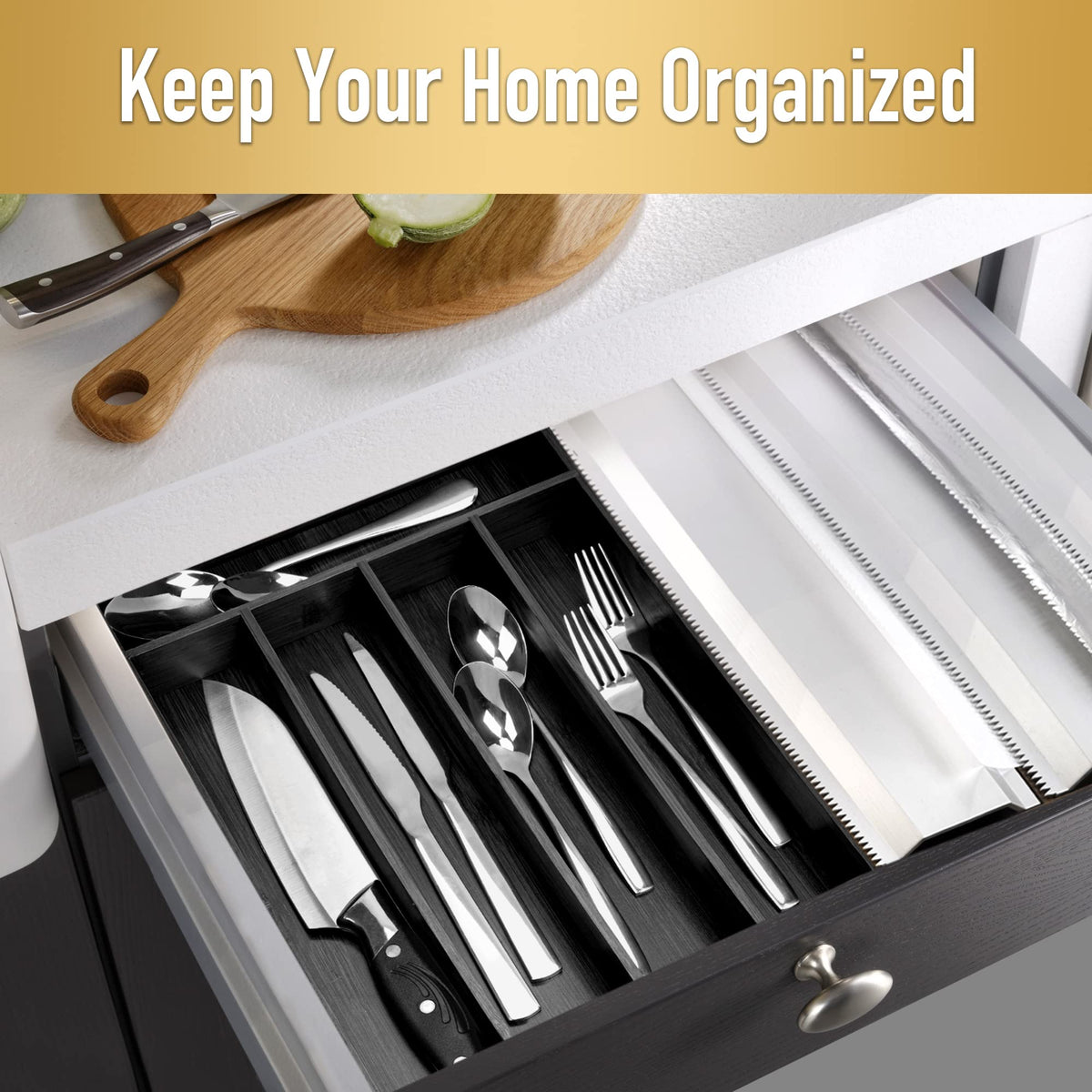 Besilord bamboo organizer keeps kitchen essentials easy to locate