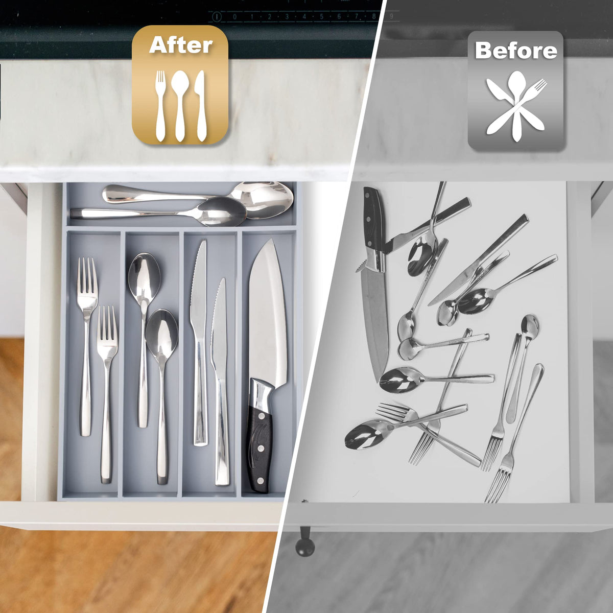 Besilord bamboo silverware tray with mortise and tenon joinery
