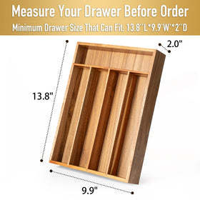 Besilord drawer organizer in acacia wood keeps utensils neatly separated