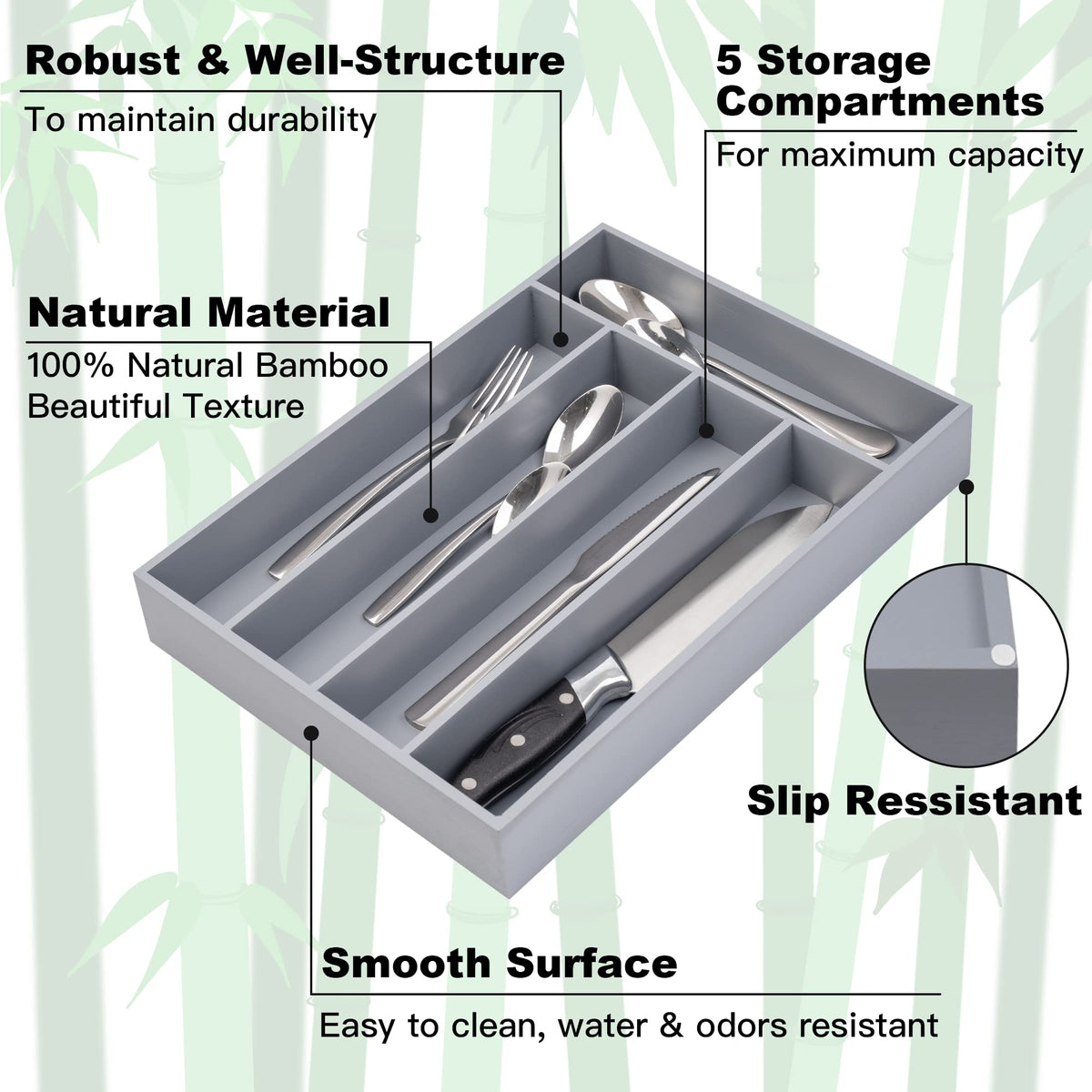 Besilord drawer organizer bottom with non-slip pads for stability