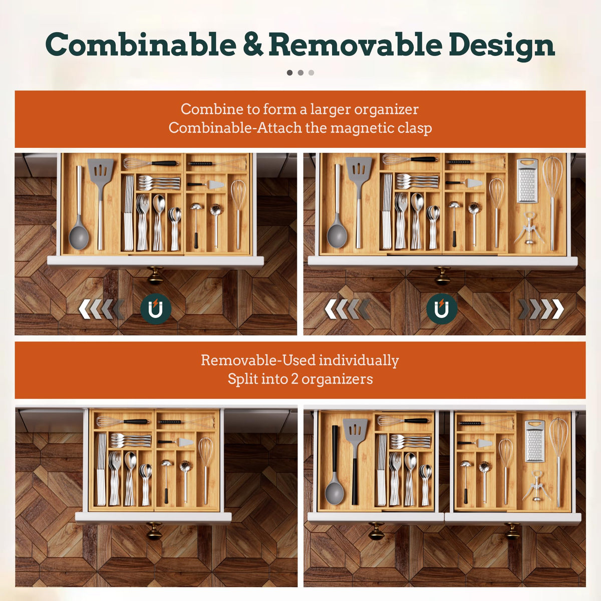 Besilord bamboo drawer rack is waterproof and odor-resistant for kitchen durability.