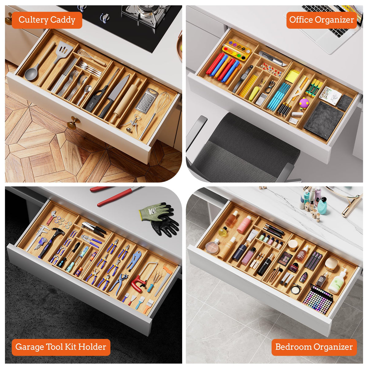 Besilord 21 to 37 inch drawer compatibility improves organization.