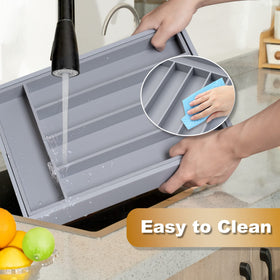 Besilord gray bamboo tray in a kitchen drawer for easy access