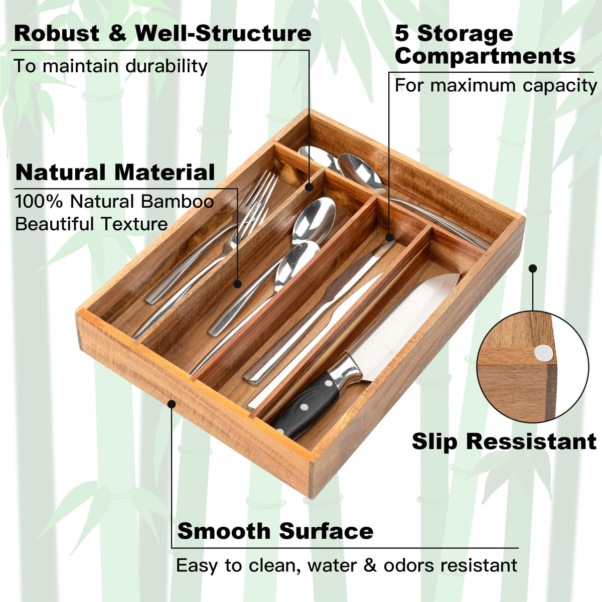 Besilord acacia organizer designed for kitchen and desk storage versatility