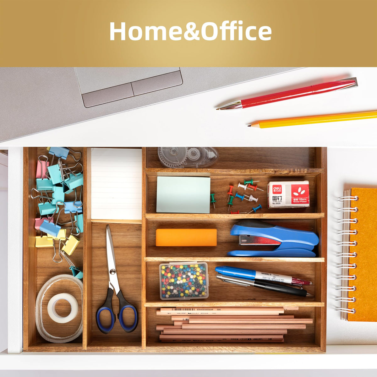 Besilord knife-friendly drawer holder prevents slips and protects blades with curved dividers.
