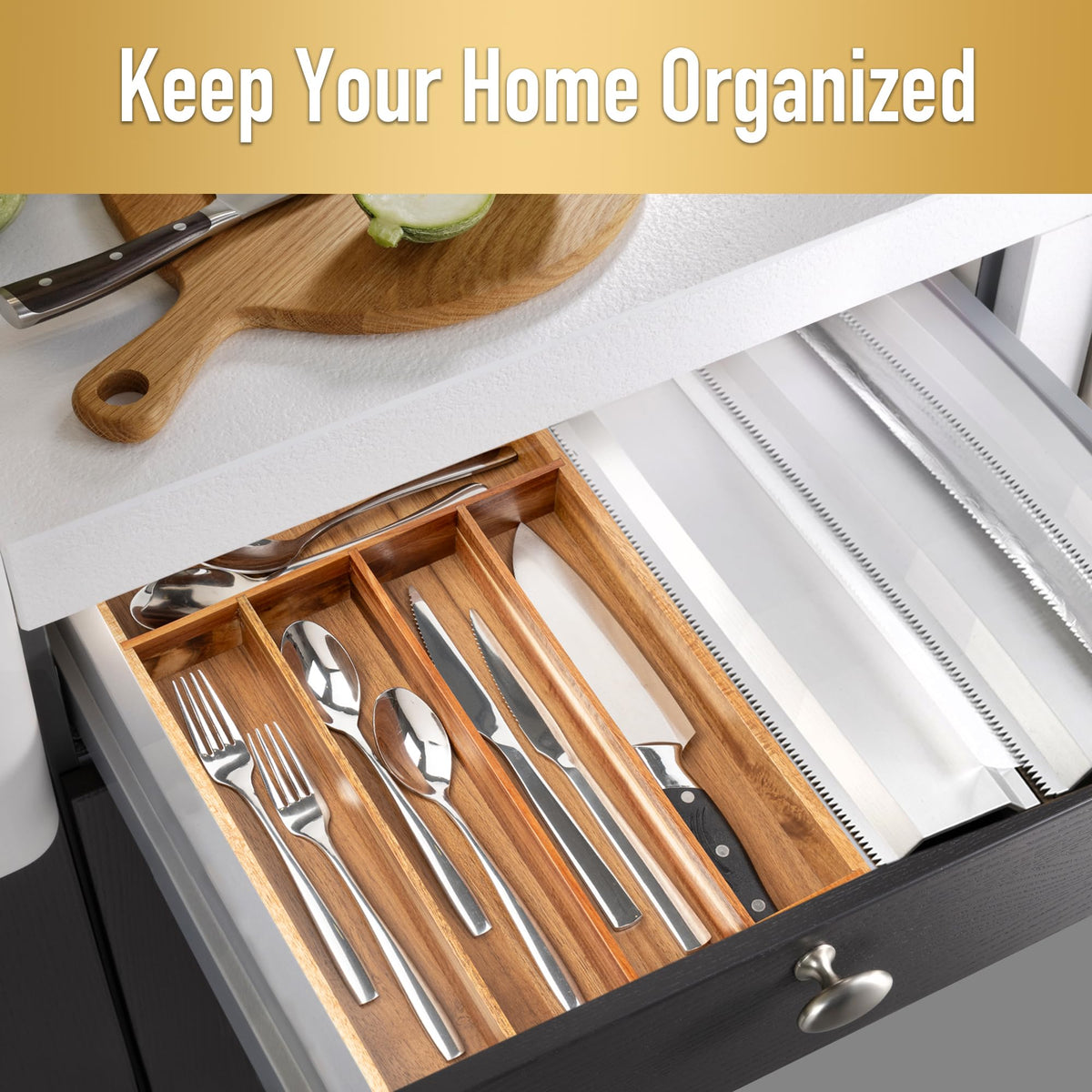 Besilord silverware tray features non-slip base for stable, clutter-free drawers
