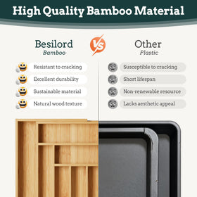 Besilord easy-clean bamboo organizer simplifies maintenance after cooking.