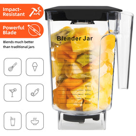 Besingki 90 oz jar in use demonstrates high-capacity blending with no overflow