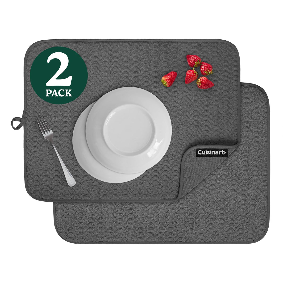 Best Brands Cuisinart dish drying mat 18x24 flat lay for quick counter drying