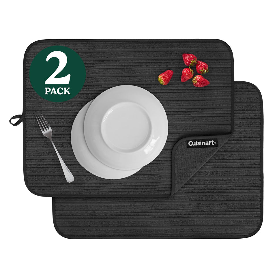 Best Brands Cuisinart dish drying mat with ultra-absorbent fibers soaking water from dishes