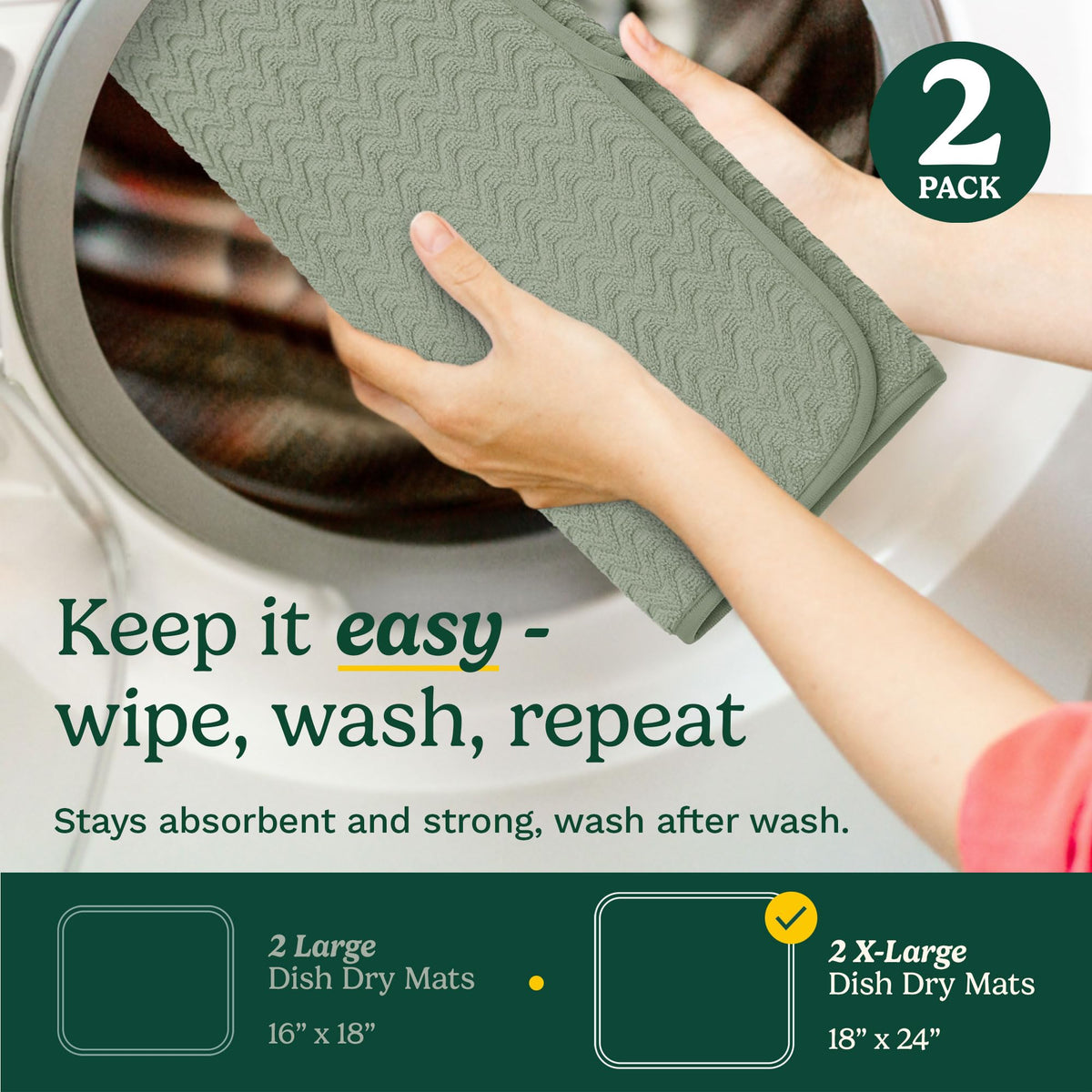 Best Brands Cuisinart dish drying mat machine-washable for easy cleaning.