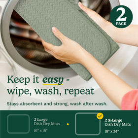 Best Brands Cuisinart dish drying mat machine-washable for easy cleaning.