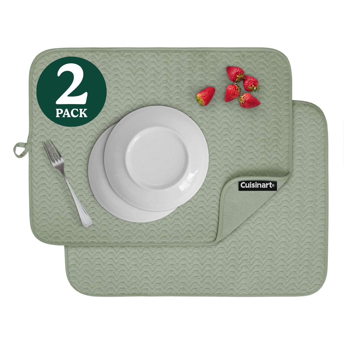 Best Brands Cuisinart dish drying mat ultra-absorbent microfiber dries dishes and countertops.