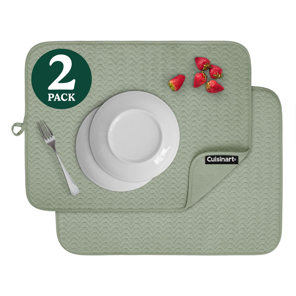 Best Brands Cuisinart dish drying mat ultra-absorbent microfiber dries dishes and countertops.