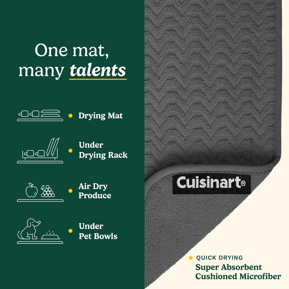 Best Brands Cuisinart dish drying mat close-up shows ultra-absorbent fibers